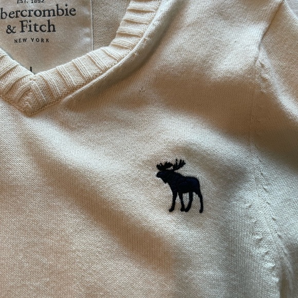 Young men’s size Large Abercrombie & Fitch cream sweater - Picture 4 of 4
